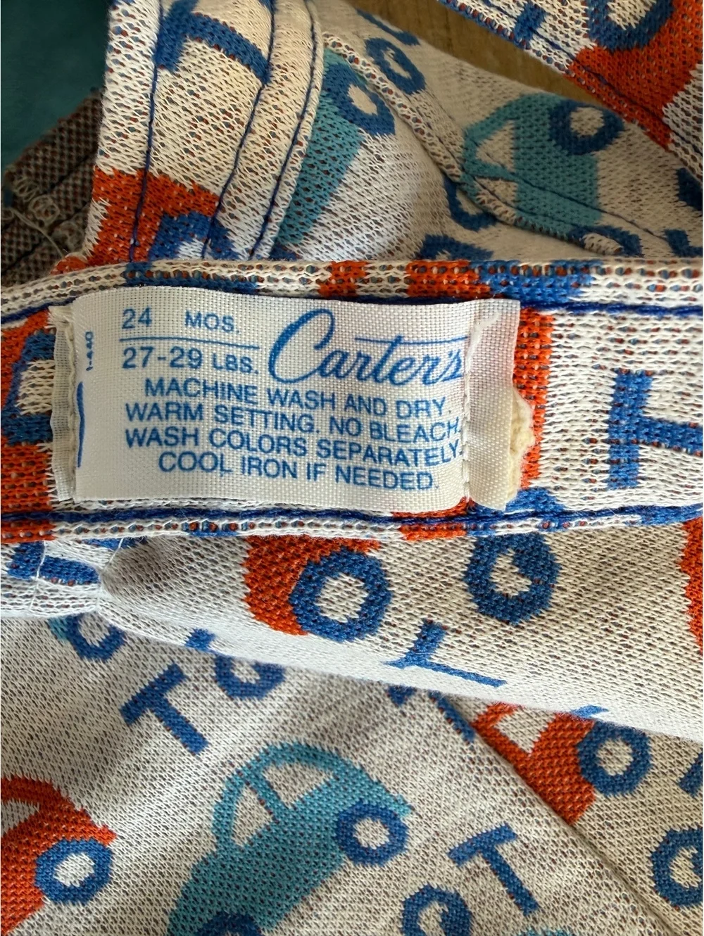 Vintage 70s baby 24mo romper jumper Carters car theme toot overalls